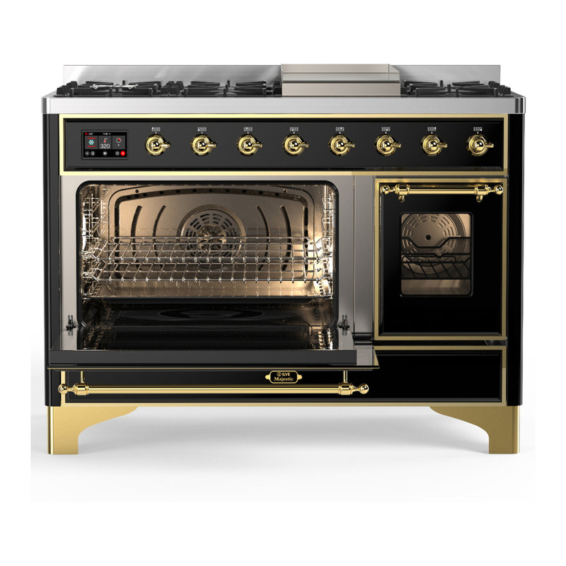 Majestic III Series 48 Inch Dual Fuel Range with 5 Sealed Burners, Griddle, Frenchtop in Matte Graphite (Liquid Propane, Burnished Trim)