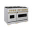 ZLINE Autograph 48" Classic Double Oven Dual Fuel Range w/ Champagne Bronze Accents-832285121-813394993