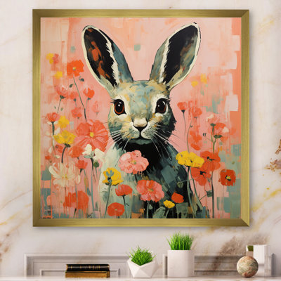 Curious floral rabbit meadow II - Rabbit Canvas Wall Art