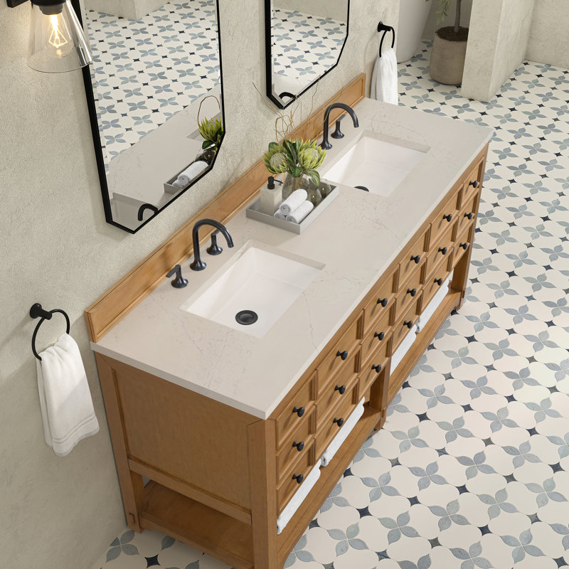 Meuble-lavabo double Malibu, Bouleau ambré, Siberian, À entraxe