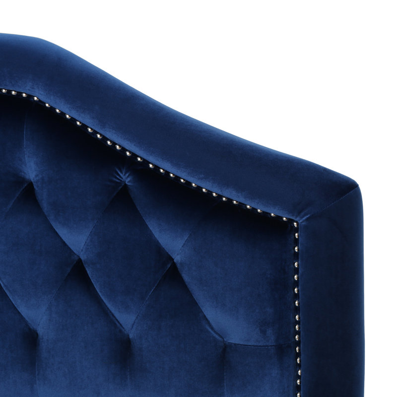 Tufted Upholstered Headboard Queen Size, Solid Wood Head Board With Durable Metal Legs, Adjustable Height Queen Headboard With Nailhead Trim In Bedroom