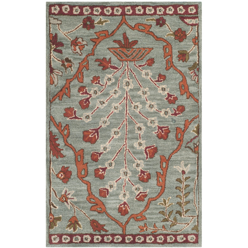 Kouerga Wyndham Wool Floral Rug, Rectangle 2'6" x 4'