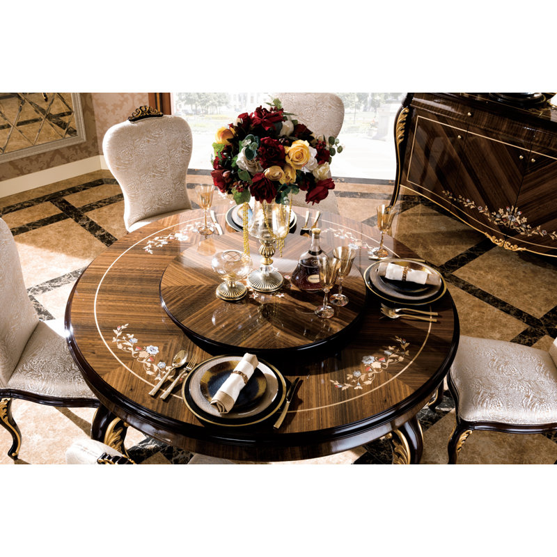 Athena Round Walnut Wood Dining Table