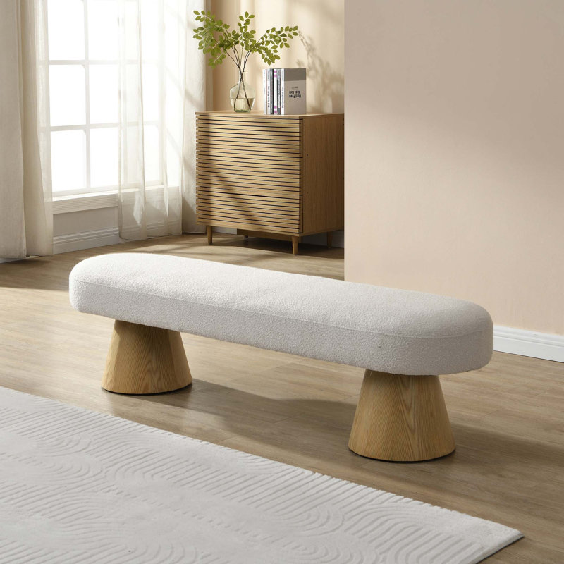 Banc rembourré pour salle à manger, aucun assemblage requis, Beige