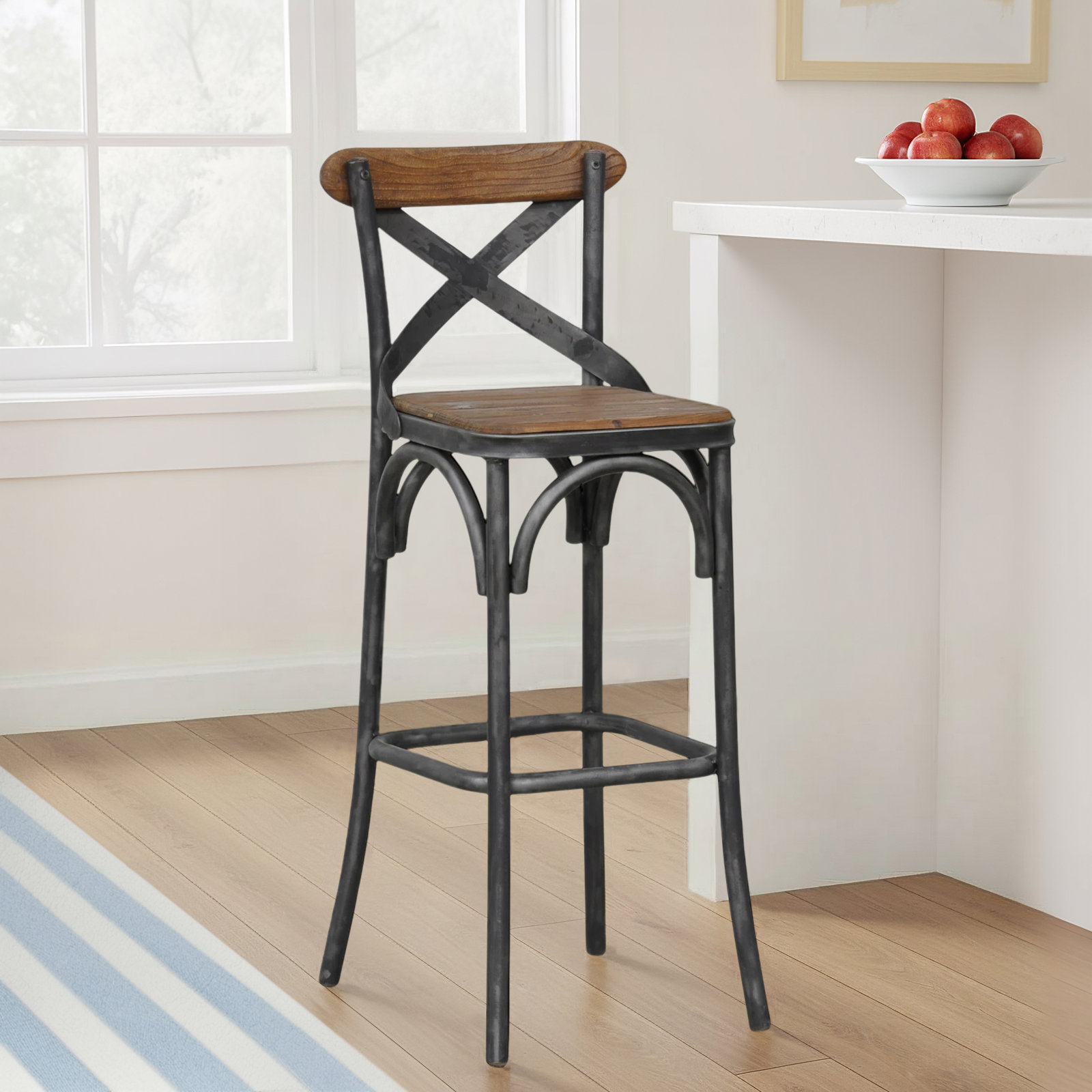 Damara Solid Wood Stool, Bar Stool (30" Seat Height)