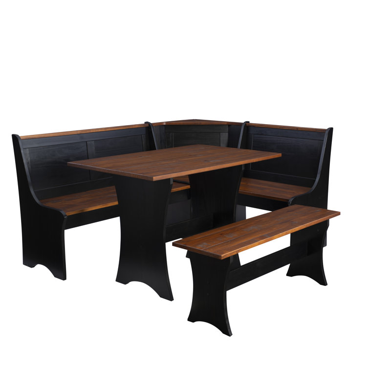 Alleris 6 - Person Pine Trestle Dining Set, Black/Walnut