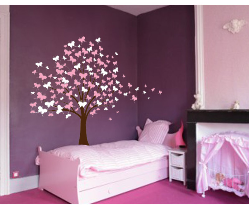 Plants & Flowers Non-Wall Damaging Wall Decal, Soft Pink/ White