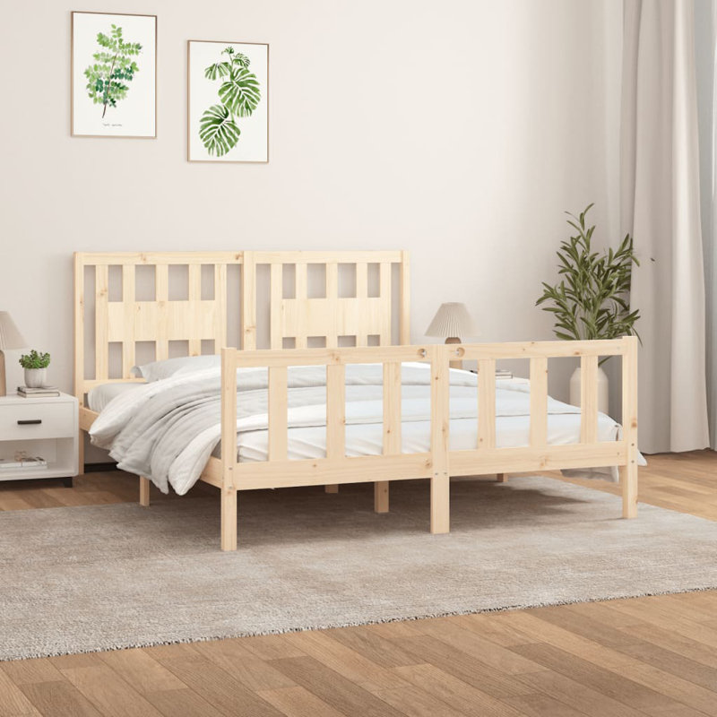 Bed Frame Solid Wood, natural, European Kingsize (160 x 200cm)