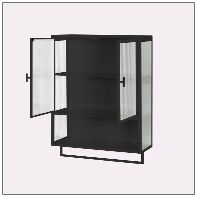23.62" Wall Cabinet with Featuring Two-tier Enclosed Storage, Black