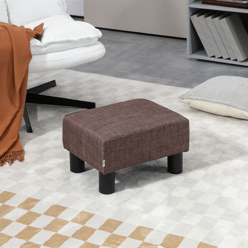 40cm Wide Tufted Solid Colour Footstool Ottoman, Brown