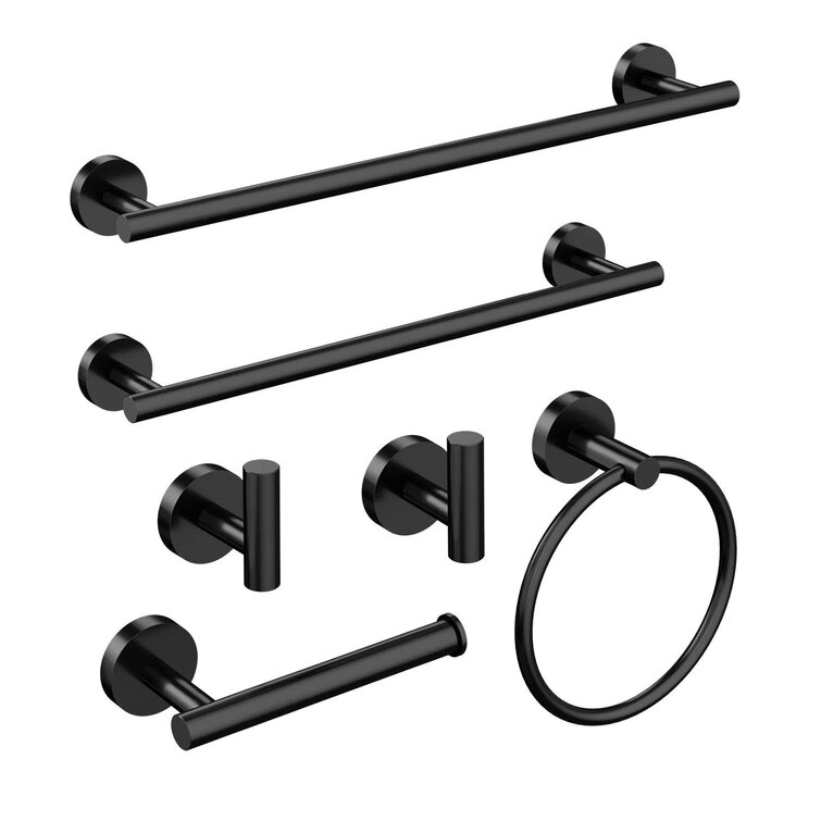 FORIOUS 5-Piece Matte Black Decorative Bathroom Hardware Set in the  Decorative Bathroom Hardware Sets department at