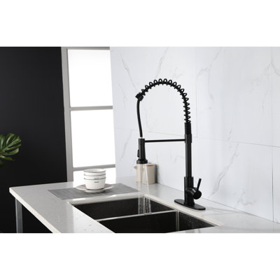 Pull Out Matte Black Faucet For Industrial Use, Stainless Steel Robust Application, Heavy-Duty