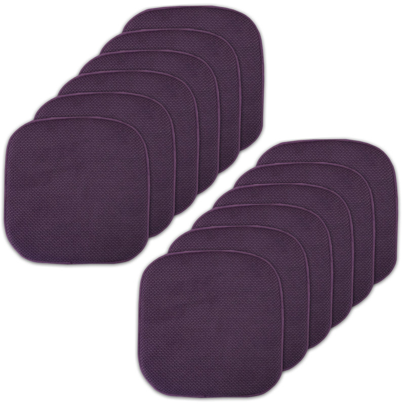 Honeycomb Non-Slip Indoor Chair Cushions, Eggplant, 12-Pack