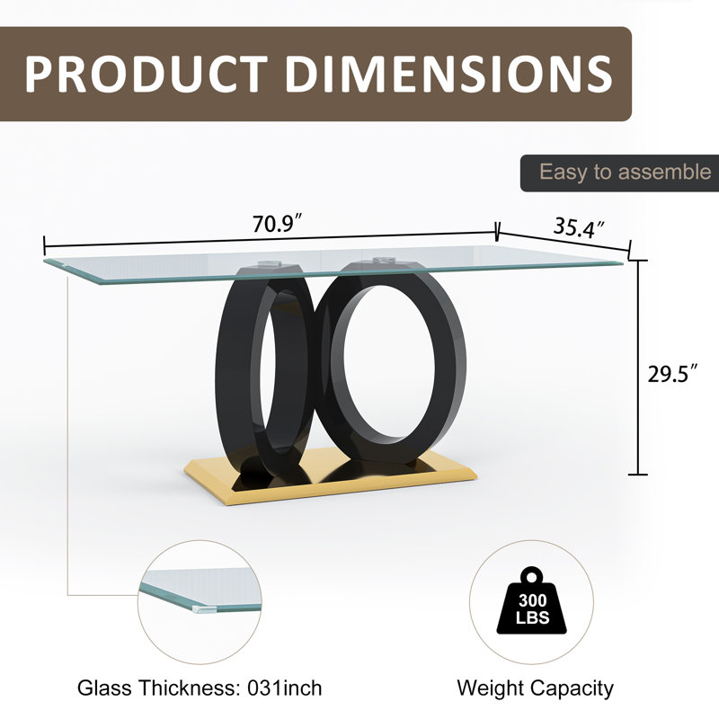 Glass Top Dining Table, Black