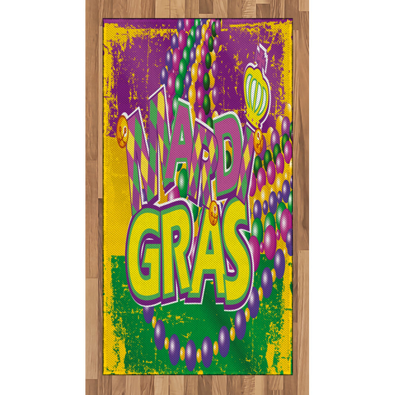 Mardi Gras High Density Long Fiber Poly Threads Decorative Area Rug Carpet, Rectangle 2'7" x 5'