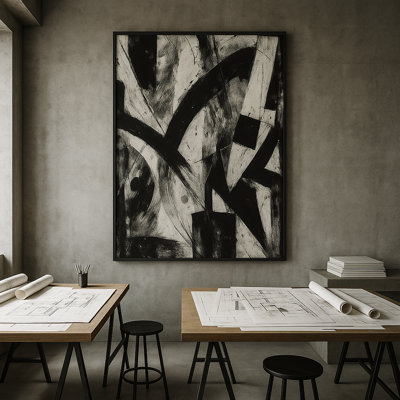 Art mural encadré Obsidian Pulse par - cadre noir