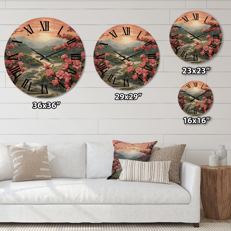 Horloge murale Peach Blossom Bliss I, Moyenne
