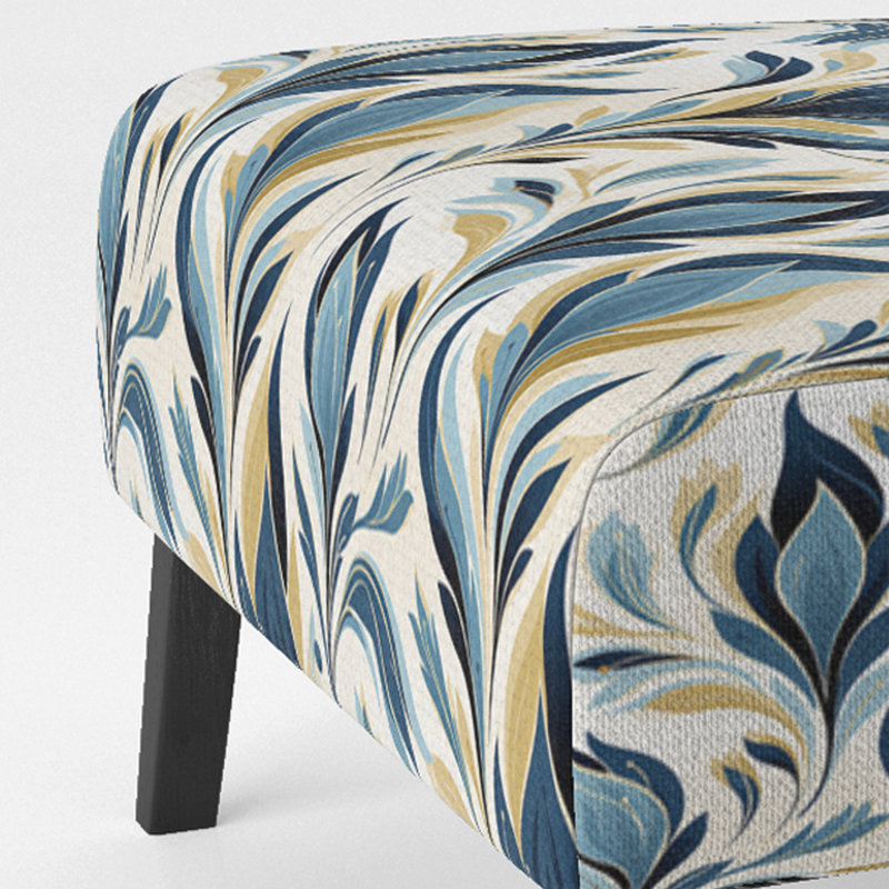 Fauteuil de chambre rembourré bleu et vert Ikat Simplicity - fauteuil rembourré Boho