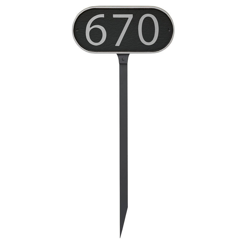 Enseigne d’adresse pour pelouse sur 1 ligne, Argent, Noir