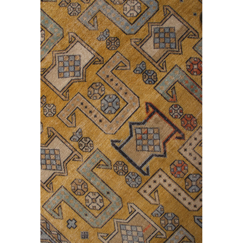Distressed Homage Hand Knotted Wool Geometric Area Rug, Rectangle 10' x 14'