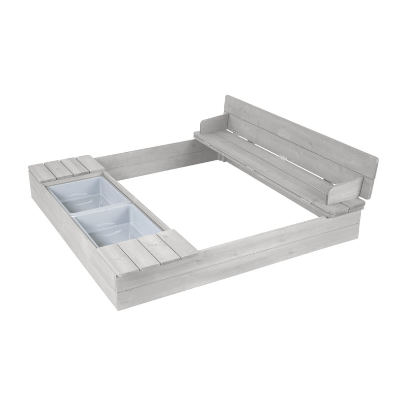 Roba wooden sandpit with cover, rectangular, Gray, Gray