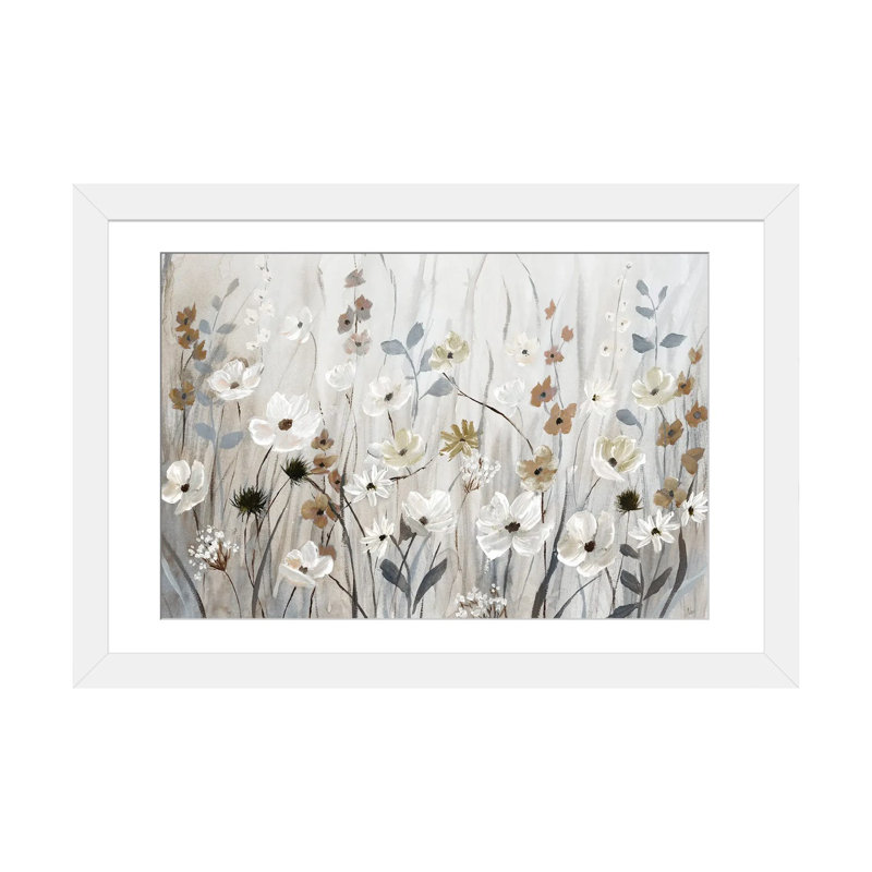«Misty Meadow Field» encadré par Nan Print, Impression encadrée avec passe-partout, H 16 po x l 24 po, Blanc