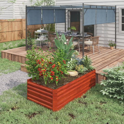 Kiger Metal Raised Garden Bed,wood