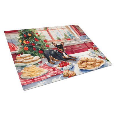 Miniature Pinscher Christmas Cookies Glass Cutting Board