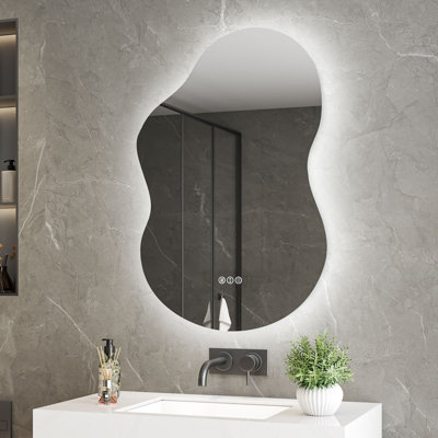 Modern Cloud Shape LED Bathroom Mirror with Organic Design and Backlit Lighting
