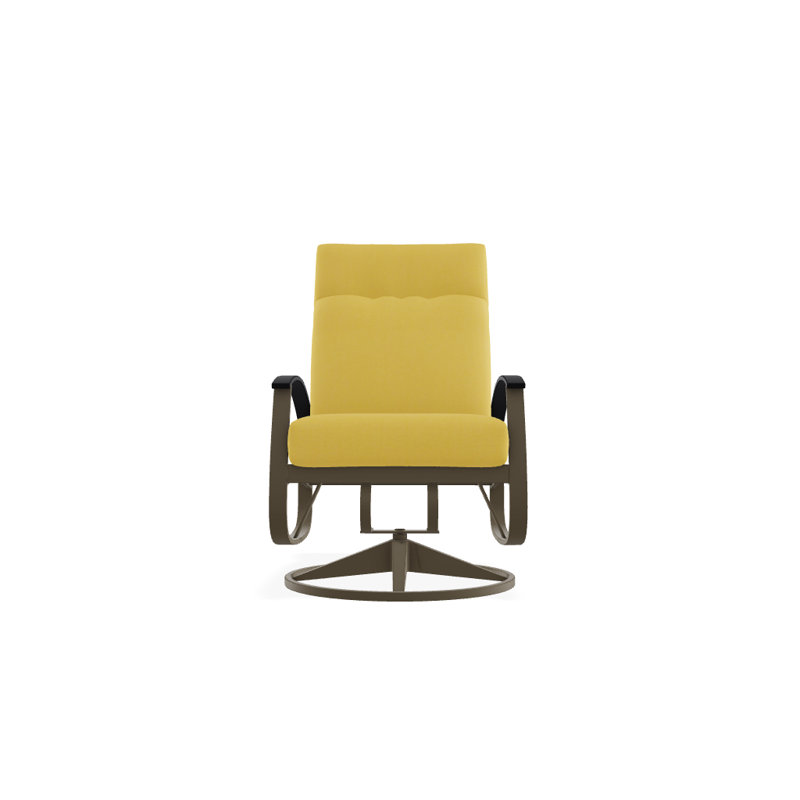 Chaise de patio pivotante avec coussins Askar, Toile granit Sunbrella®, Noir P70, Bois de plage texturé