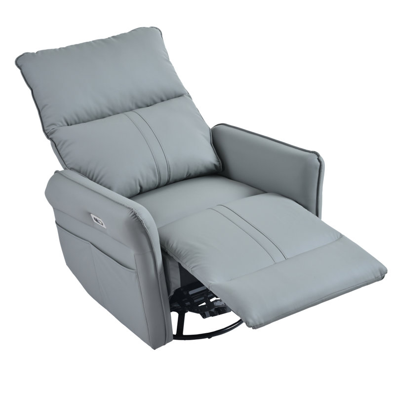 Tyvan Faux Leather Recliner, Blue-Gray, Manual