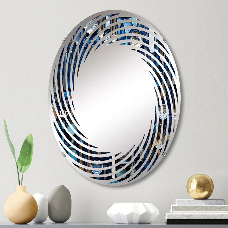 Simplicity In Silverware III - Miroir mural en spirale | Ovale, 29,5 po x 19,6 po