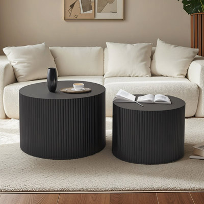Ensemble de table basse gigogne à rayures Wave pour salon, chambre à coucher (ensemble de 2 pièces)