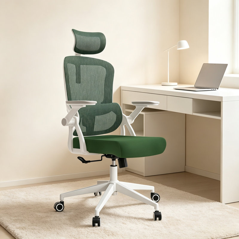 Omir Ergonomic Office Chair With Lumbar Support & Flip Up Arms Home Office Desk Chairs Rockable Swivel High Back Computer Chair  Mesh Study Chair