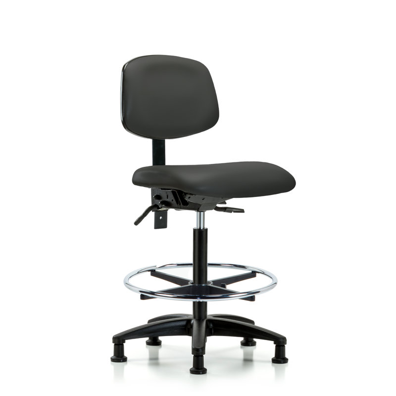 Barbosa Vinyl Drafting Chair, Charcoal, Glides, Included