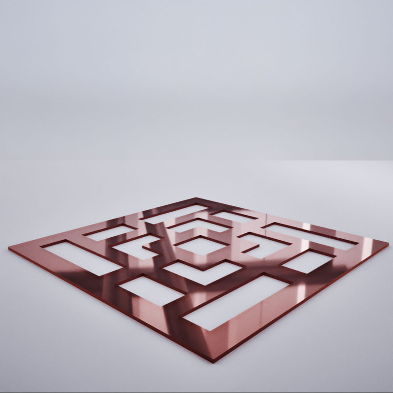 Monessen Decorative Fretwork Acrylic Wall Panels, Small, 11 3/8"W x 11 3/8"H x 1/8"T, Rose Gold Mirror, Rose Gold