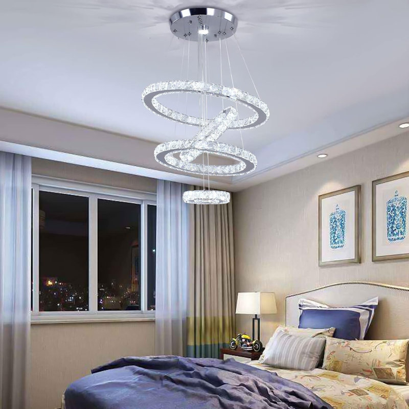 Luminaire suspendu moderne à anneau avec hauteur réglable et forme personnalisable (lumière blanche)