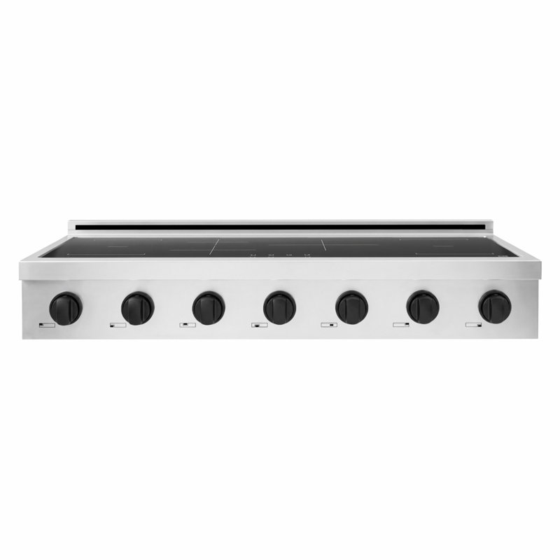 ZLINE Autograph 48 in. Paramount Induction Rangetop in Stainless Steel & Polished Gold Accents, Stainless Steel; Matte Black