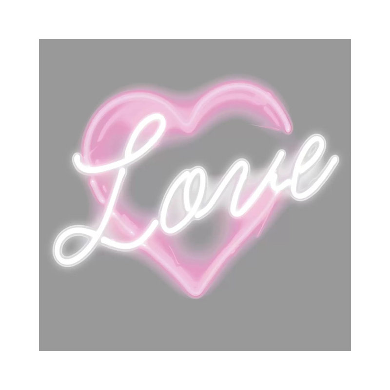 Neon Love Pink On White by Hailey Carr - Wrapped Canvas Gallery-Wrapped Canvas Giclée, 66.04 cm H x 66.04 cm W x 1.91 cm D