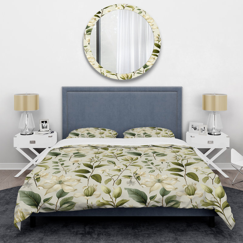 Ensemble de housse de couette Vintage Greens II, Housse de couette simple + 1 taie décorative stan