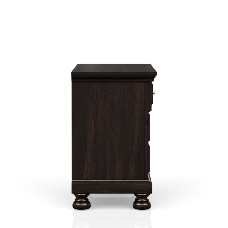 Table de chevet en cerisier foncé - Commode de rangement à deux tiroirs en bois massif et fonctionnalité