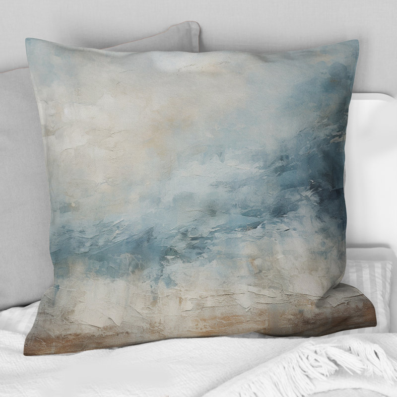 Coussin Beige bleu océan tempête I - formes abstraites imprimées