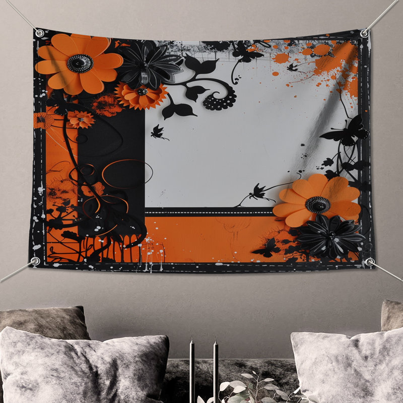 Tapisserie florale - Art mural, 51in H x60in W with 4 Grommets