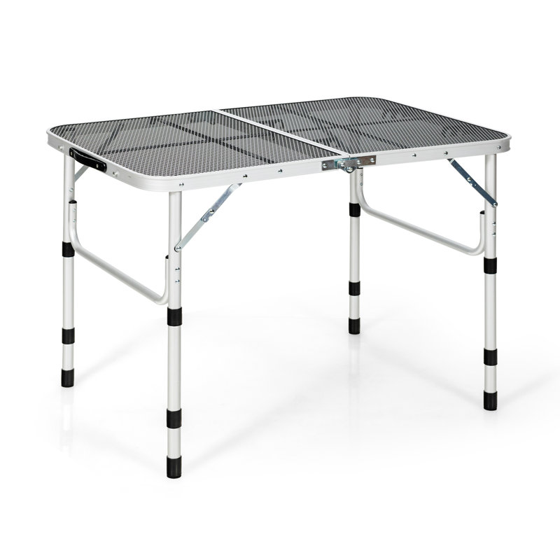 Silver Aluminum Grill Table With Iron Mesh Top