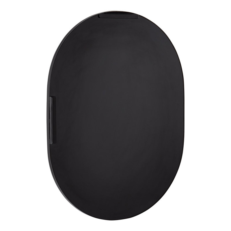 Colborne 32-1/2" x 24" Modern Oval Framed Bathroom Wall Mirror, Black