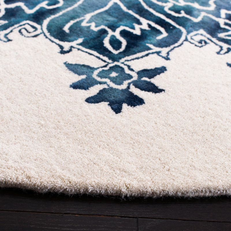 Dip Dye Hand Tufted Wool Oriental Rug, Round 7'