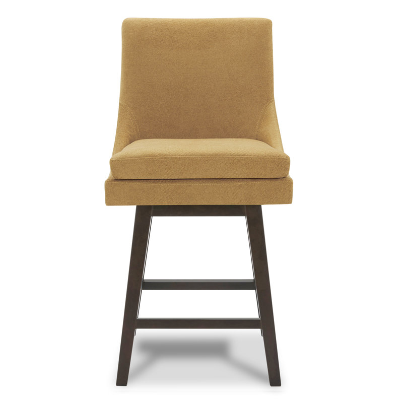 Tabouret de comptoir pivotant 26 po Aleksy, Mélange de polyester jaune canari
