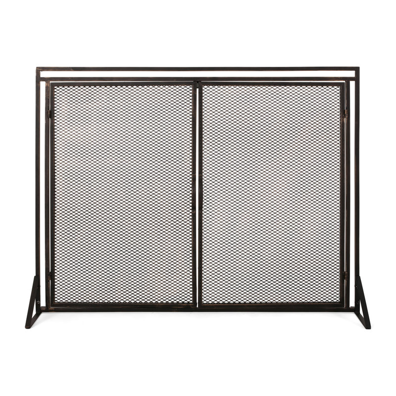 Pare-étincelles en fer mat - H 29,8 po x l 38,82 po, fabrication artisanale de qualité
