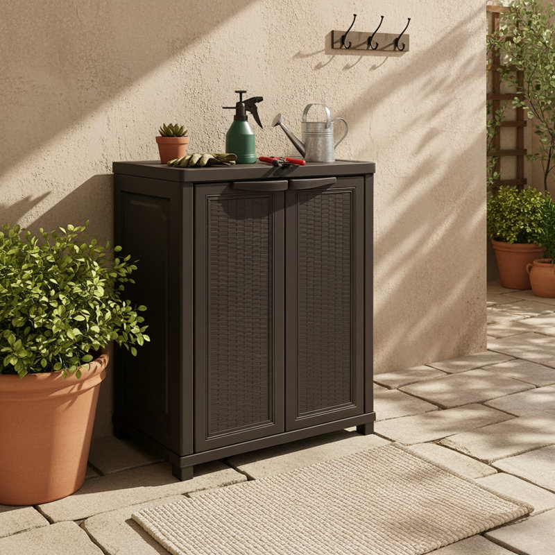 Grande armoire de rangement robuste avec 2 portes, espresso, Espresso, 3