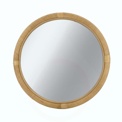 Miroir rond en rotin tissé avec détails décoratifs